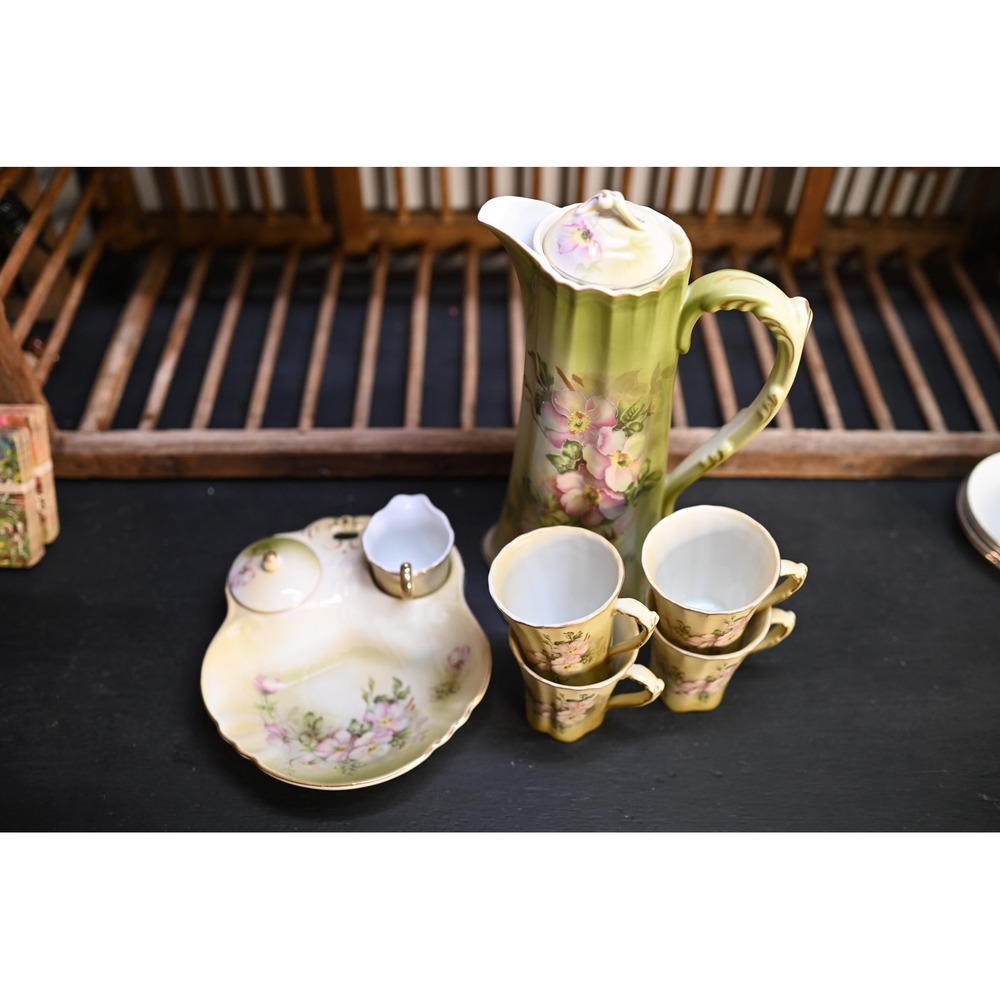 Vintage Nippon Hand Painted Chocolate Pot Serving Set